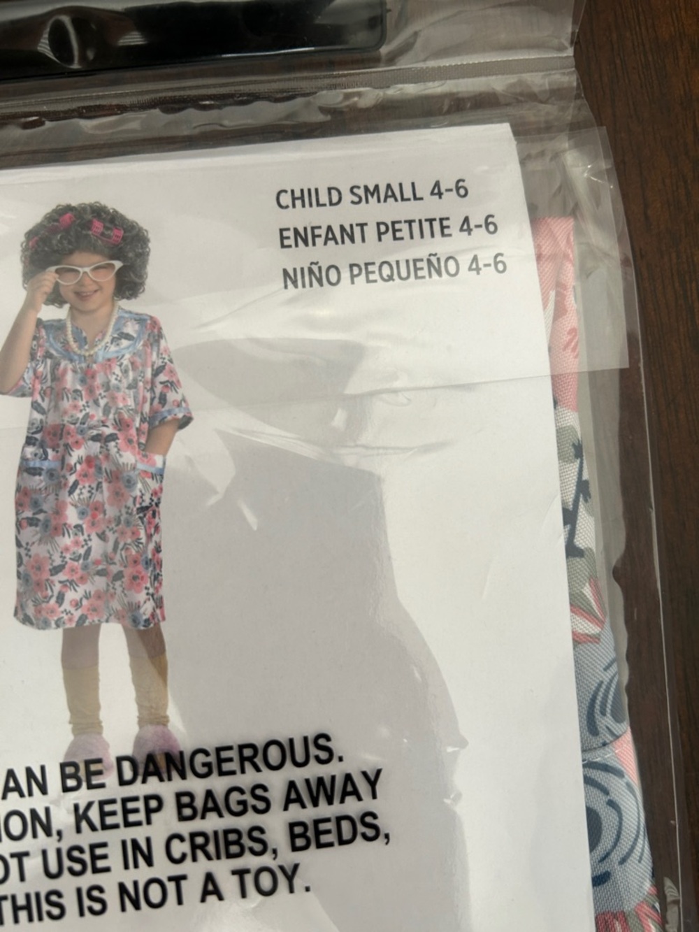 Little Old Lady Floral Kids Costume - Pink & Blue - Picture 2 of 2